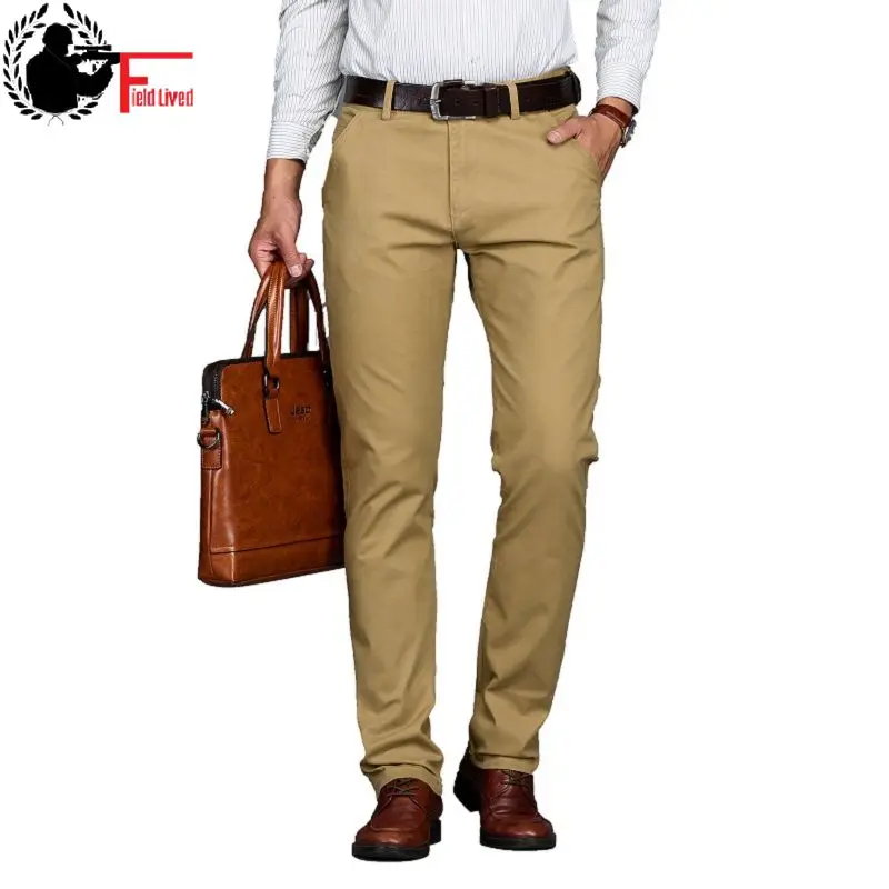 Günstig Herren Casual Business Kleid Formale Hose Baumwolle Stretch Hosen Lange Gerade Jogger Männlichen Schwarz Blau Khaki Plus Große Größe 42 44 46