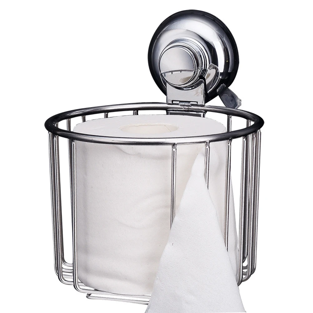

Toilet Paper Basket Sucker Wall Mount Case Holder Wire Basket for Cosmetic Bathroom