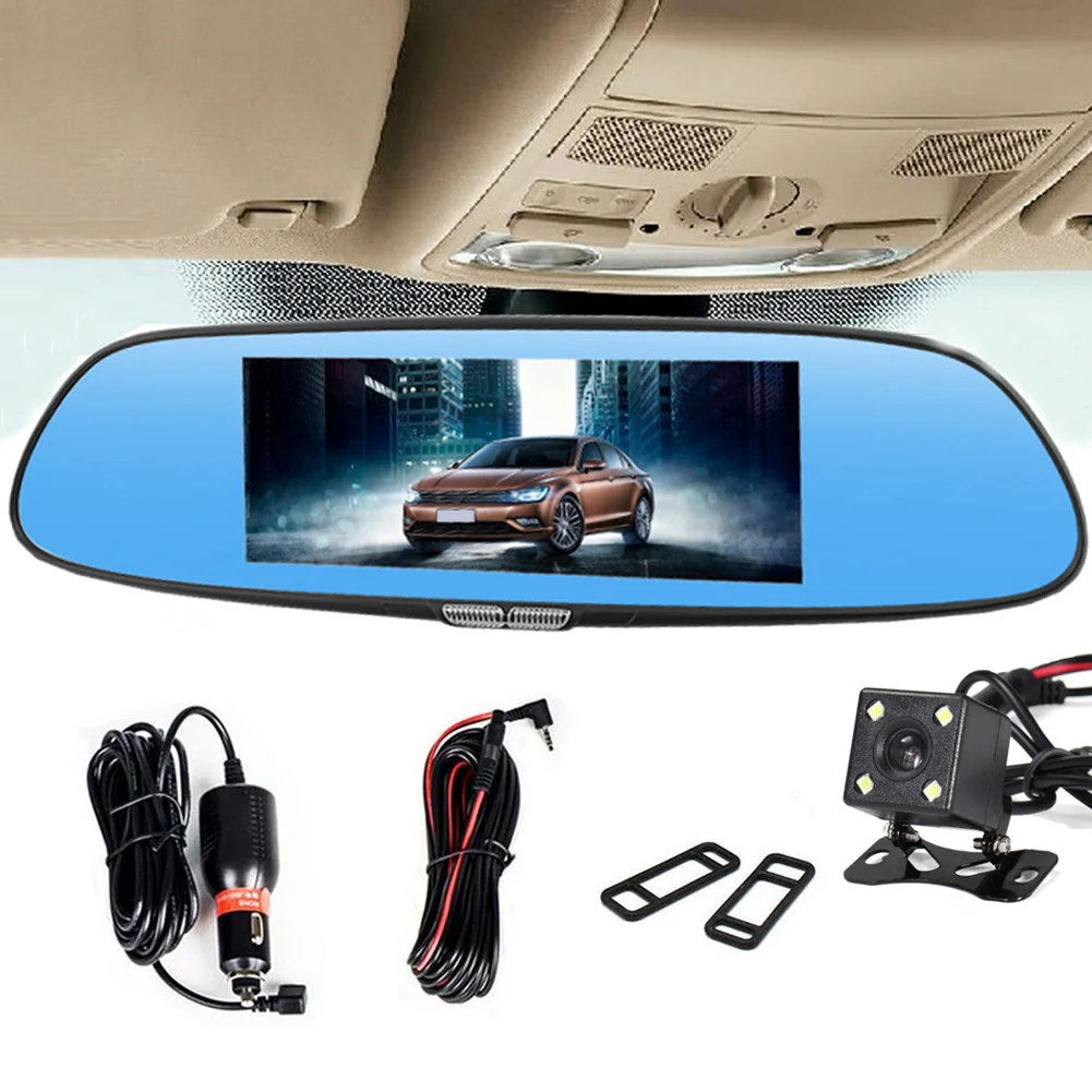 

7inch Carcorder Dual Lens Reversing Wide Angle HD Car 1080P Camera Recorder Vehicle Rearview Mirror Dash Cam DVR