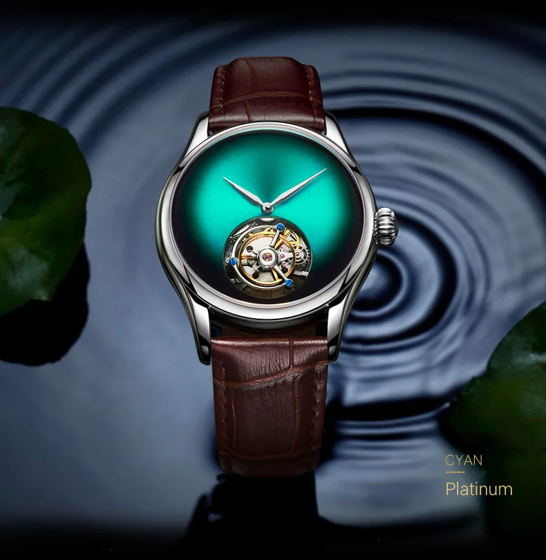 مخصصة الميكانيكية ووتش الرجال أعلى العلامة التجارية ووتش الياقوت مرآة الأصلي توربيون الجوف حركة الميكانيكية أزياء ووتش