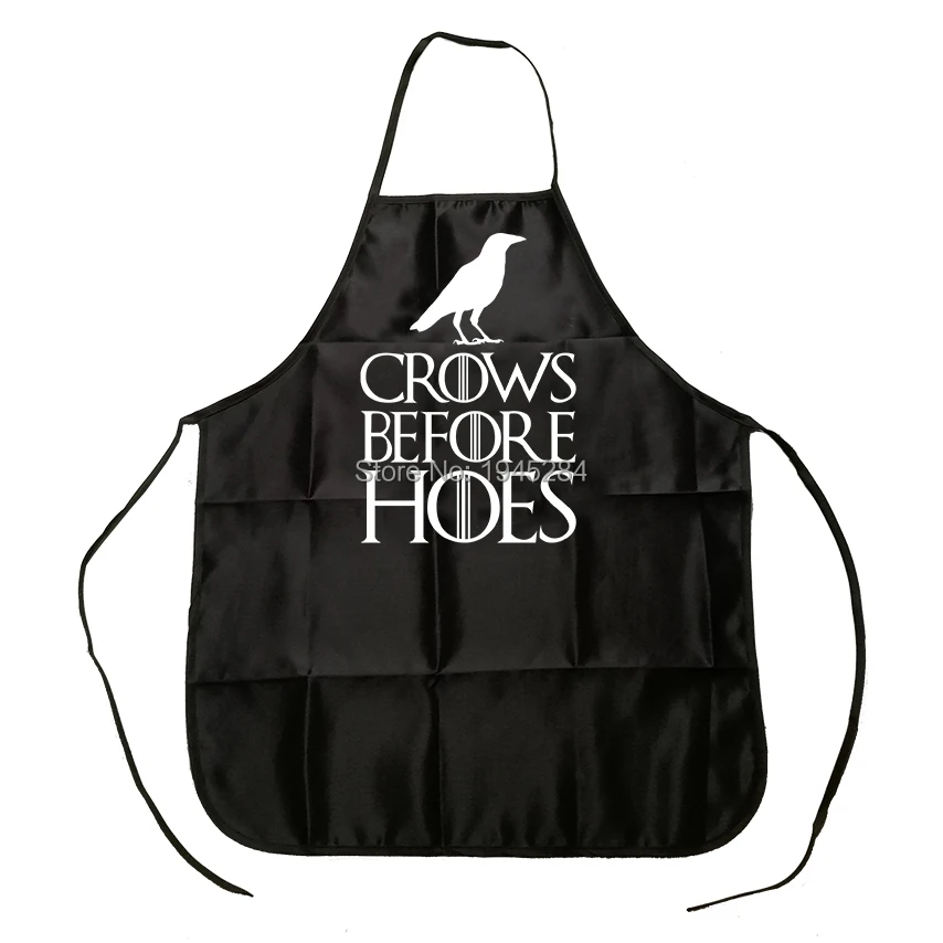 

Crows Before Hoes Crow Raven Game of Thrones Apron BBQ Cleaning Cooking Baking Kitchen Apron Fans Gift, free shipping