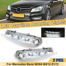 2 шт. 12 В Автомобильный светодиодный DRL Белый дневные ходовые огни боковой противотуманный светильник для Mercedes для Benz W204 W212 R172
