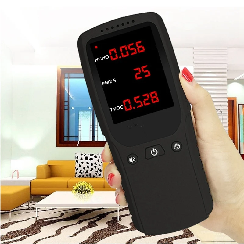 

Big Promotions LCD Digital Formaldehyde Detector Meter Formaldehyde Air Quality Tester Sensor HCHO TVOC PM2.5 Meter Air Analyzer