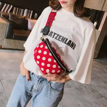 

Women Casual Nylon Waist Bags Shoulder Bags Female Stylish Dots Crossbody Belt Chest Pack Girls Simple Mini Zipper Waist Packs