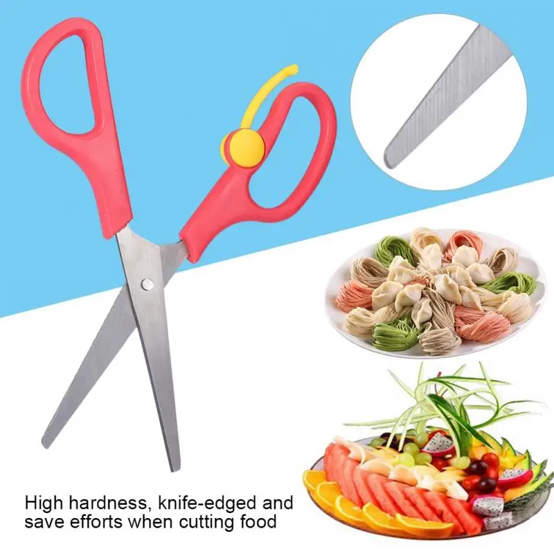 3 Color Baby Stainless Steel Food Scissors Supplement Tool Multi-function Food Vegetables Scissors PP handle slip-proof