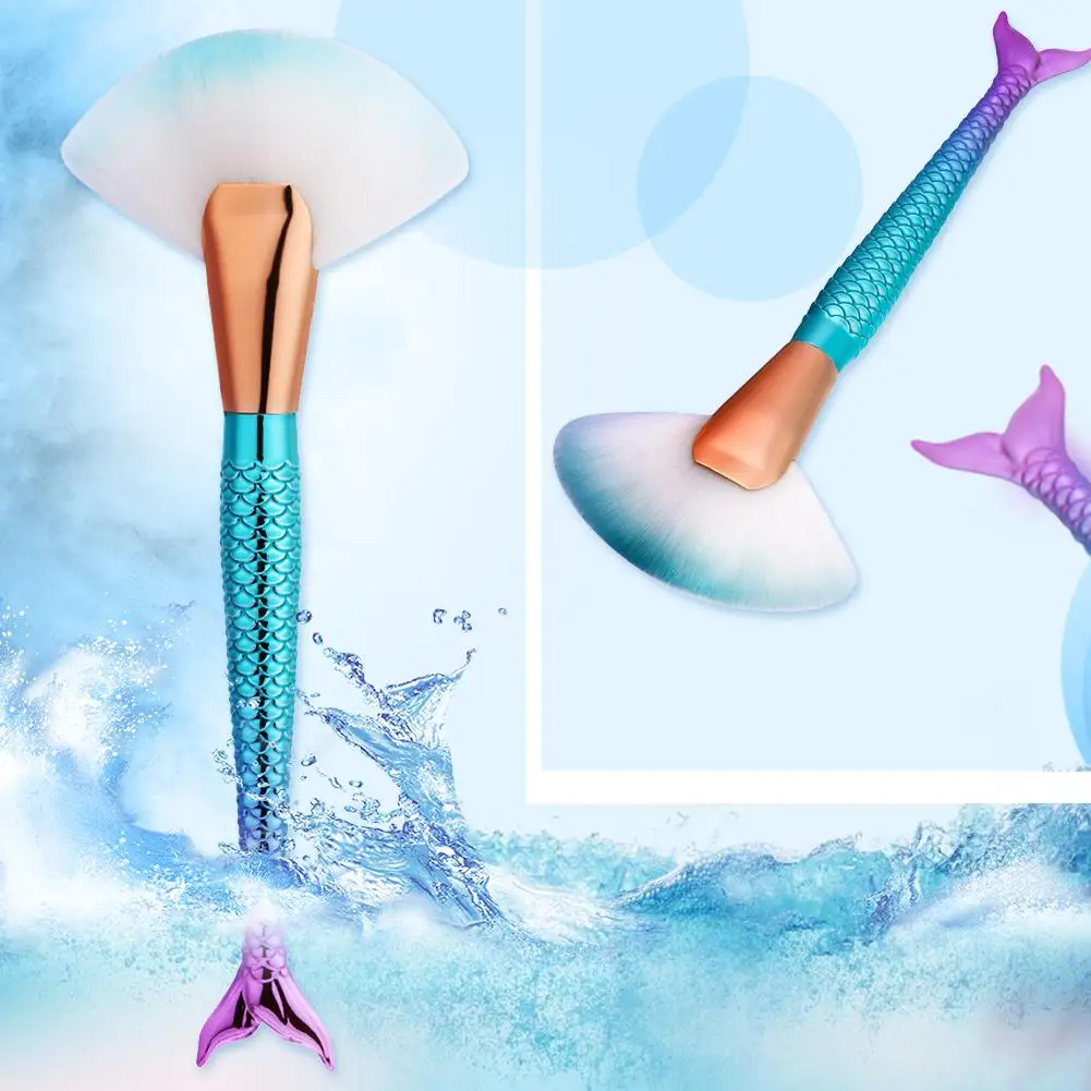 

New 1pc Mermaid Large Fan-shaped Professional Makeup Brushes Powder Concealer Liquid Foundation Makeup Brush Beauty Cosmetics