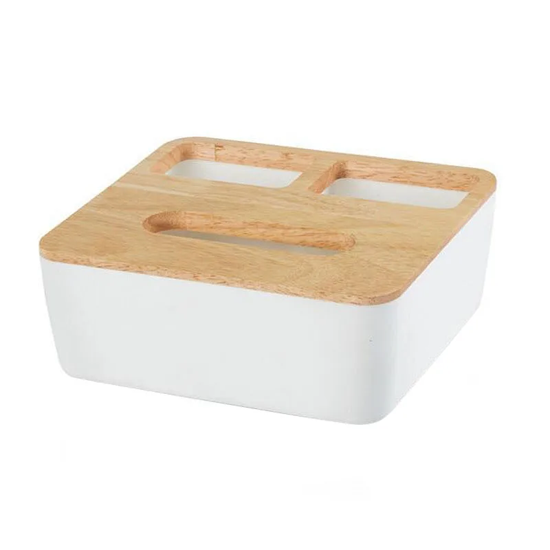 Съемный пластиковая коробка для одноразовых салфеток с дубовой деревянной крышкой держатель телефона салфетки чехол Домашний Органайзер