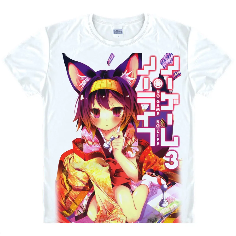 Футболка для косплея из аниме No Game Life Shiro & Sora повседневный топ с коротким рукавом