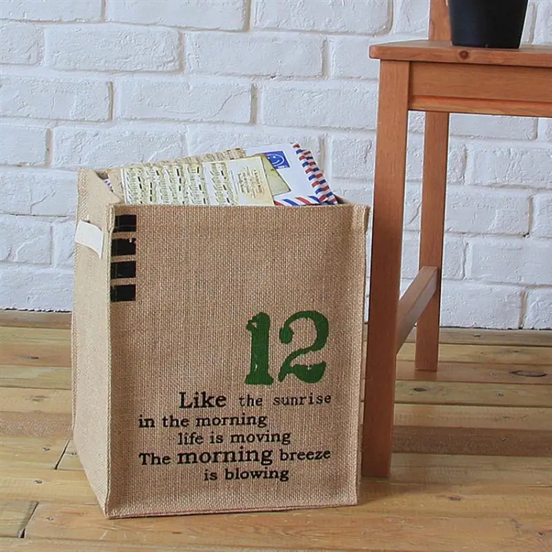 1 قطعة صندوق تخزين الجوت طوي حقيبة الغسيل المنزلية إمدادات أشتات المنظم خزانة ملابس سلة ل النوم المنزل فندق