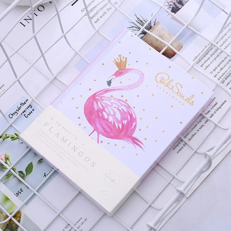 

Flamingo Handmade Hardcover Sketchbook Journal Cute Pink Notebook Teenage Girl Diary Book Paper Weekly Planner Stationery 16022