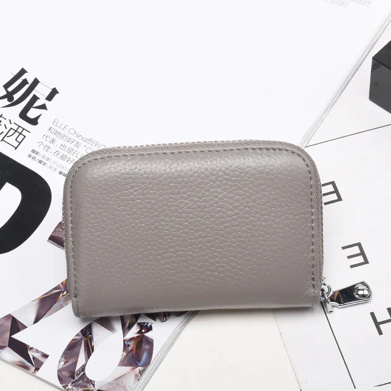 Кошелек из натуральной кожи держатель для карт визитница кошелек RFID молния