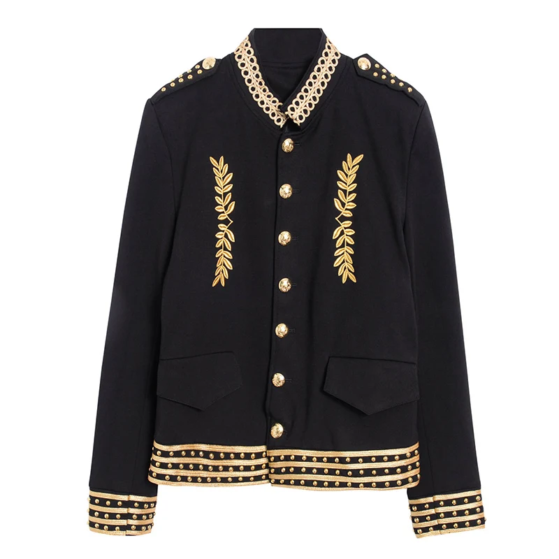 Клубные вечерние пиджаки с золотой вышивкой, сценический мужской пиджак, однобортный пиджак золотого и черного цвета, роскошный пиджак для банкета, мужской пиджак