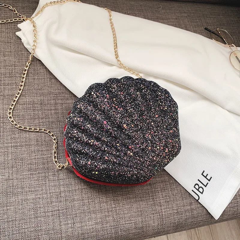 

Luxury Brand Sequin Shell Crossbody Bag Women 2019 High Quality PU Leather Female Designer Handbag Ladies Shoulder Messenger Bag