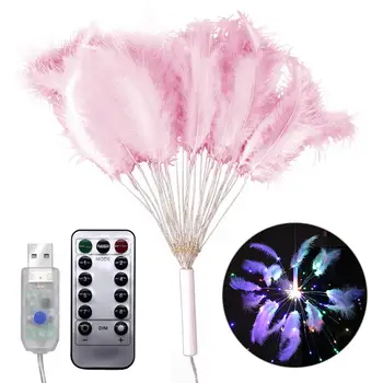 

Romantic Feather Fireworks Light Led Copper Wire String Light Remote Control Firework Lamp for Wedding Party Room Decoration