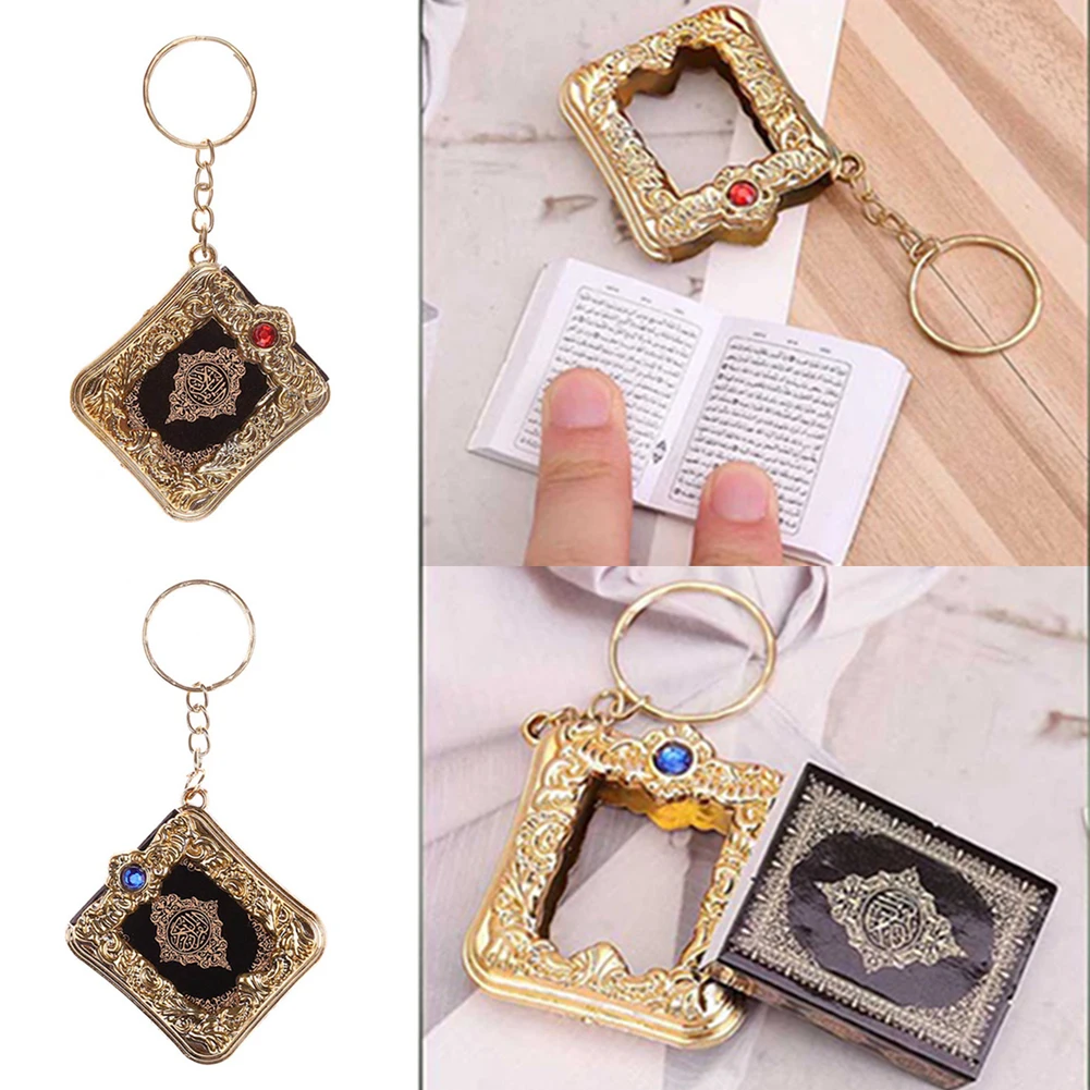 

1Pcs New Muslim Keychain Resin Islamic Mini Ark Quran Book Real Paper Can Read Pendant Key Ring Key Chain Religious Jewelry