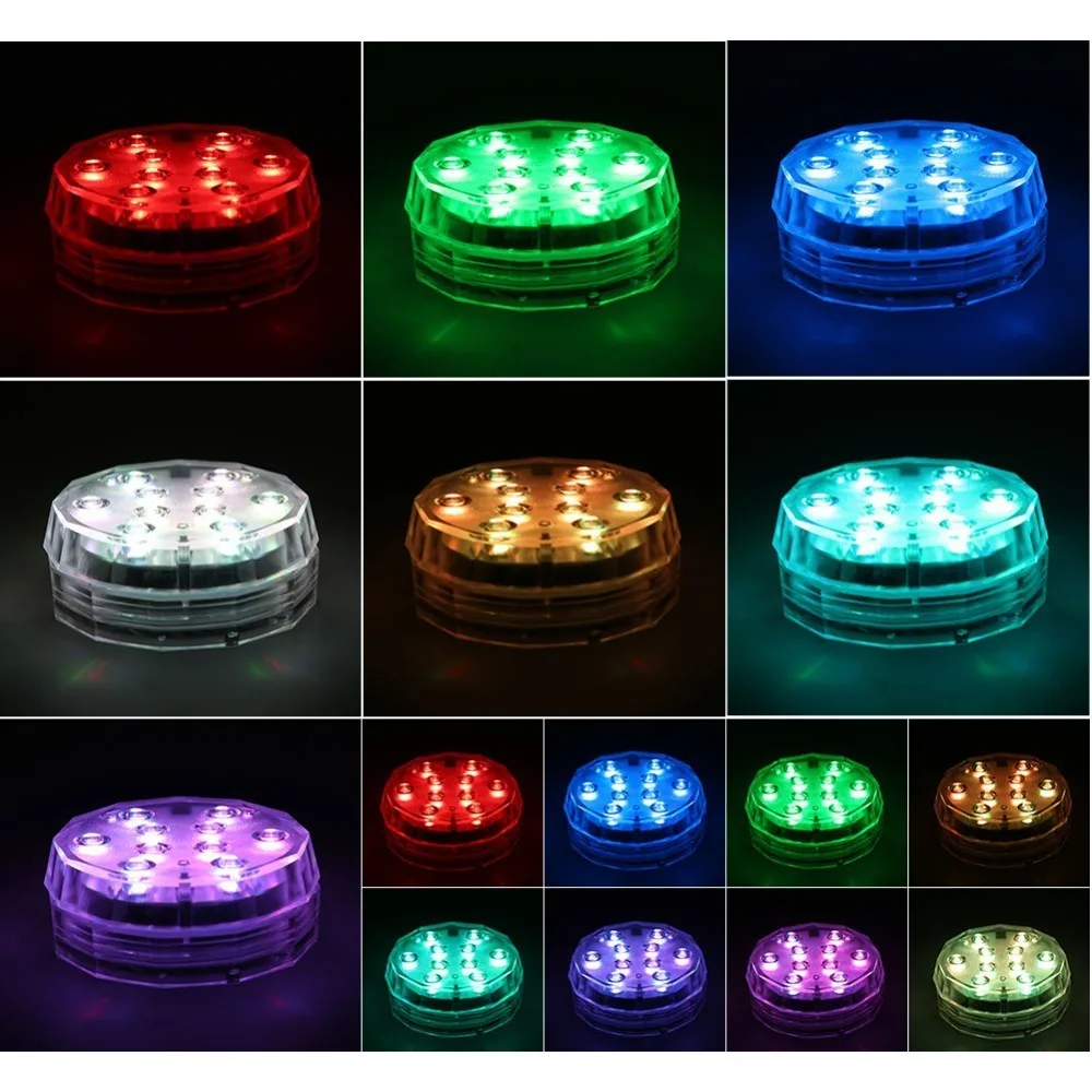 10 Led RGB погружной светильник с дистанционным управлением подводная Ночная лампа