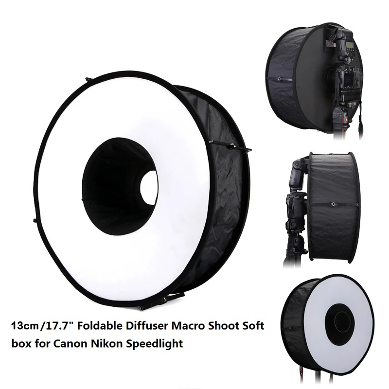 45 см Складная Кольцевая вспышка рассеиватель для макросъемки круглый софтбокс для Canon Nikon sony Pentax Godox Speedlight