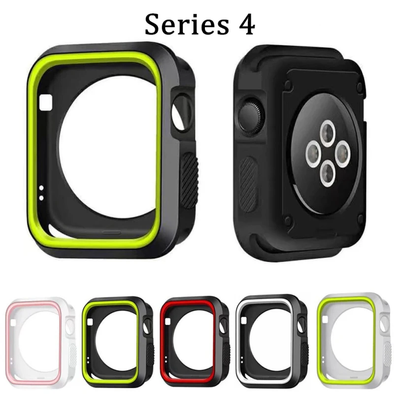 

Dual Colors Soft Silicone Case For Apple Watch 4 Cover Full Protection Rubber Case Series 4 40mm 44mm 40 44 Watch Accessories