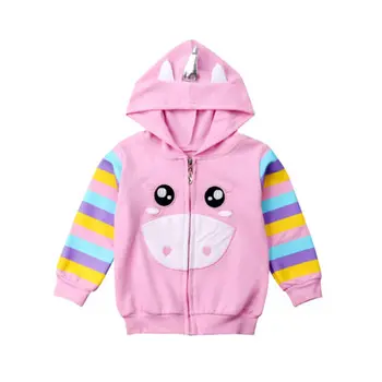 

Toddler Kid Girl Spring Summer Unicorn Pink Hooded Tops Hoodie Jacket Coat 1-6Y