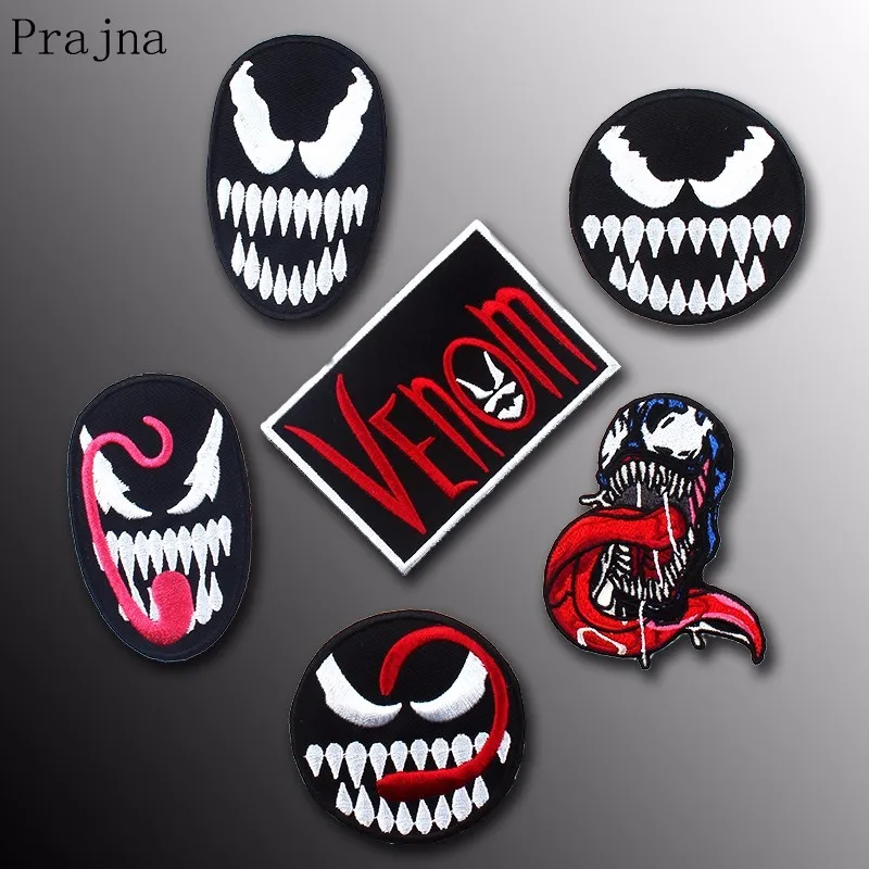 

Prajna Venom Monster Anti-hero Badges Iron On For Clothes Super-hero Patches For Kids Men Women T-shirt Decoration F
