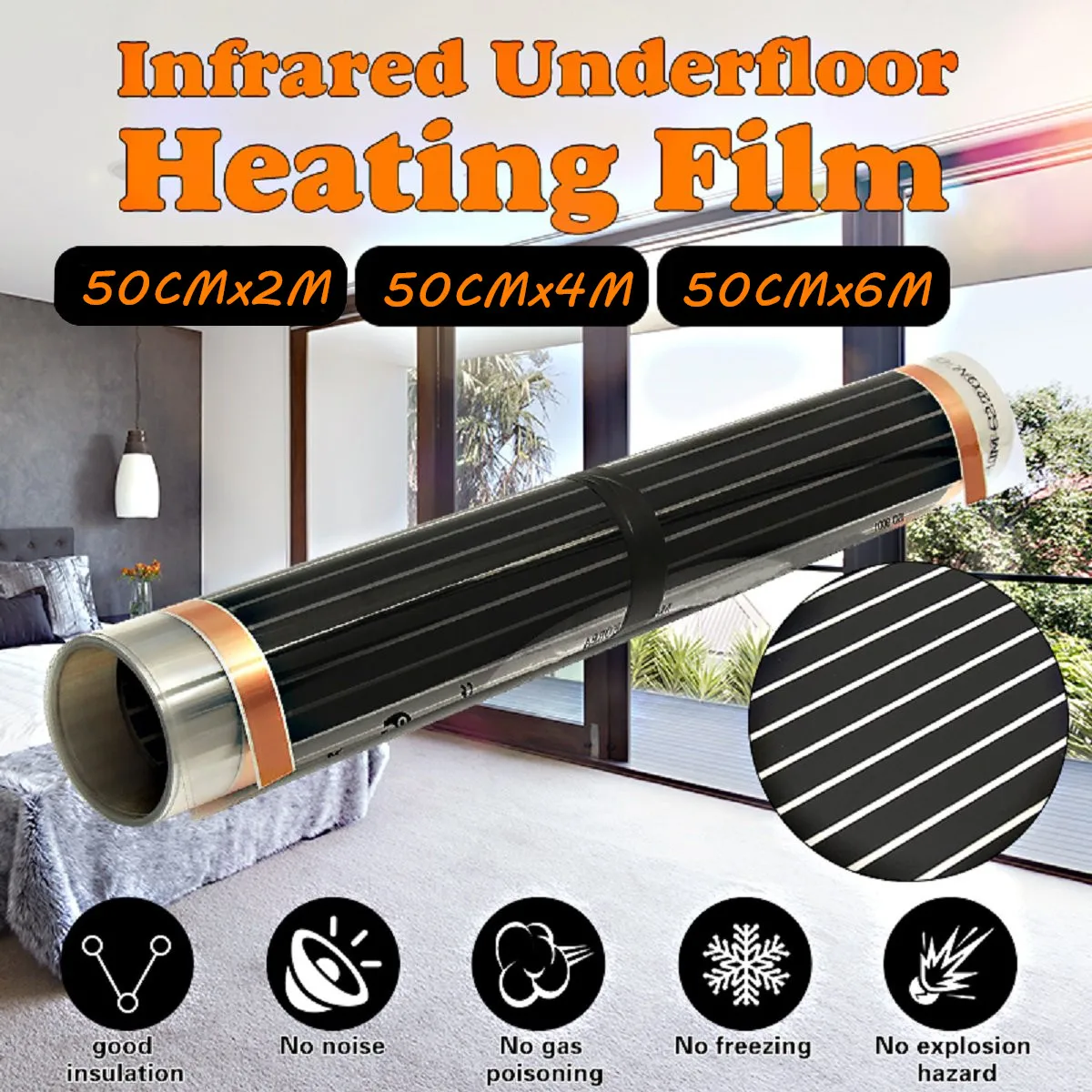 2M~6M 50CM Underfloor Electric Heating Warm Film Kit Under Laminate/Solid Floor Far Infrared Electric Floor Heating Films 2M~6M 50CM Underfloor Electric Heating Warm Film Kit Under Laminate/Solid Floor Far Infrared Electric Floor Heating Films
