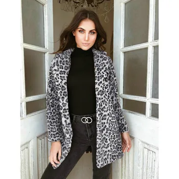 

High quality Luxury Faux Fur coat for Women Coat Winter Warm Fashion Leopard artificial fur Women's Coats Jacket
