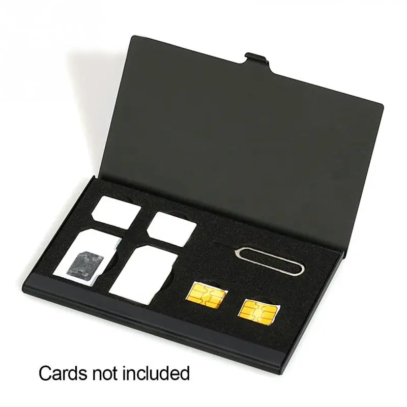 Aleación de aluminio 1 tarjeta Pin + 6 tarjeta SIM soporte Protector tarjeta SIM caja de almacenamiento