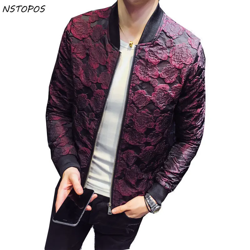 2020 Autumn New Jacquard Bomber Jackets Men Luxury Wine Red Black Grey Party Jacket Outfit Club Bar Coat Men Casaca Hombre 4XL 2020 Autumn New Jacquard Bomber Jackets Men Luxury Wine Red Black Grey Party Jacket Outfit Club Bar Coat Men Casaca Hombre 4XL