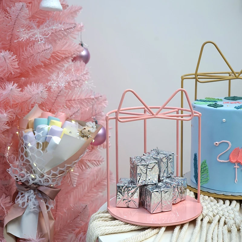 

Bowknot Handle Birdcage Racks Dessert Cake Table Decorating Tools Wedding Party Supplier Showcase Ornament Cake Stand