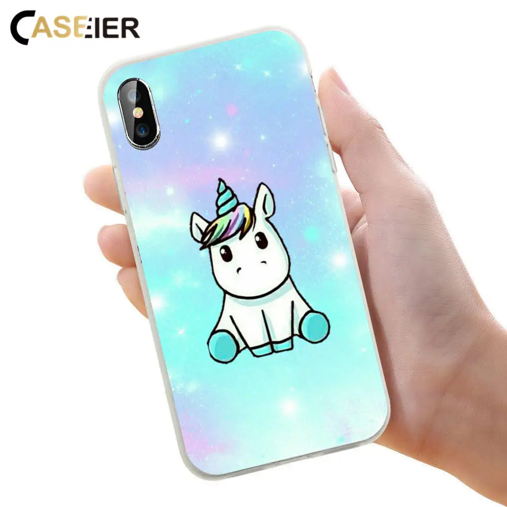 Чехол для телефона CASEIER с милым рисунком единорога iPhone X 6 6S 7 8 Plus 5 5S SE мягкие