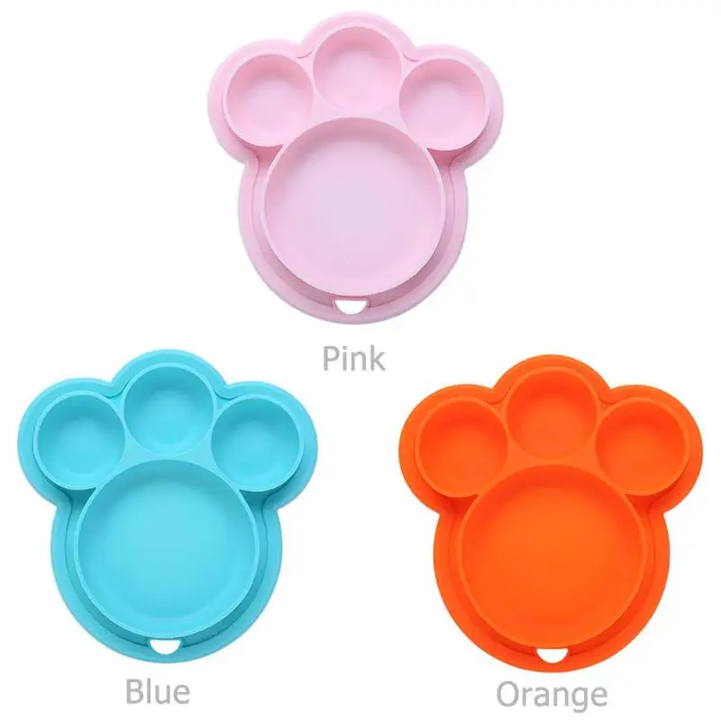 Baby Silicone Dining Plate Children Dishes Suction Cup Toddle Training Tableware Cute Cartoon Kids Feeding Bowls Hanging Hole