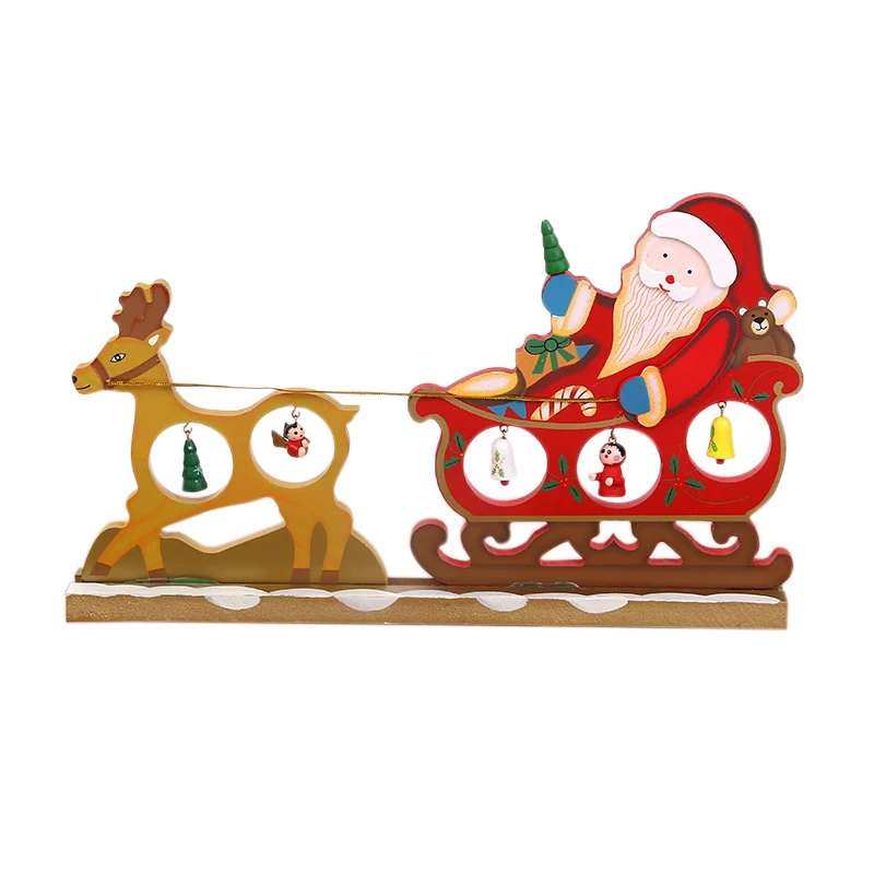 

New Christmas Creative Elk Sledding Ornament Craft DIY Wooden Pendant Christmas Holiday Decor Gift Christmas Crafts