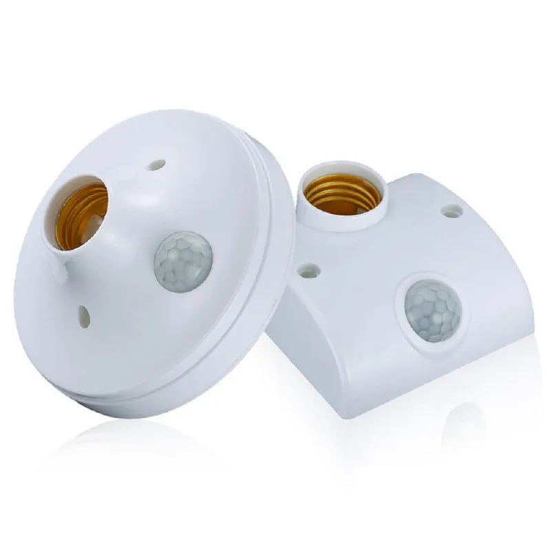 

CLAITE PIR Motion Sensor Lamp Base E27 Socket Light Lamp Holder 3-80W Round Square Shape Lamp Base Socket AC160-250V