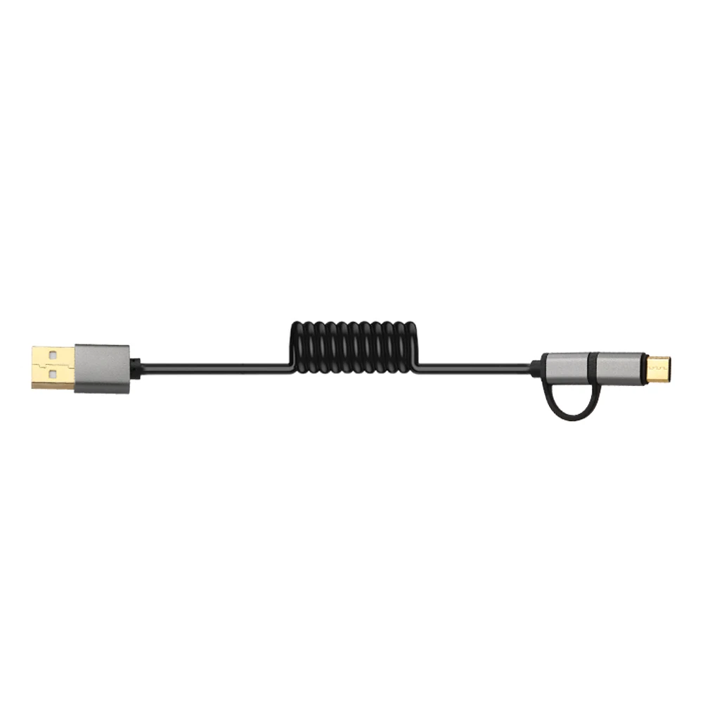 

Micro USB & Type-C 2 in 1 Charging Cable 50cm Fast Charging Cable Data Transfer Retractable Cable for Huawei Samsung Xiaomi