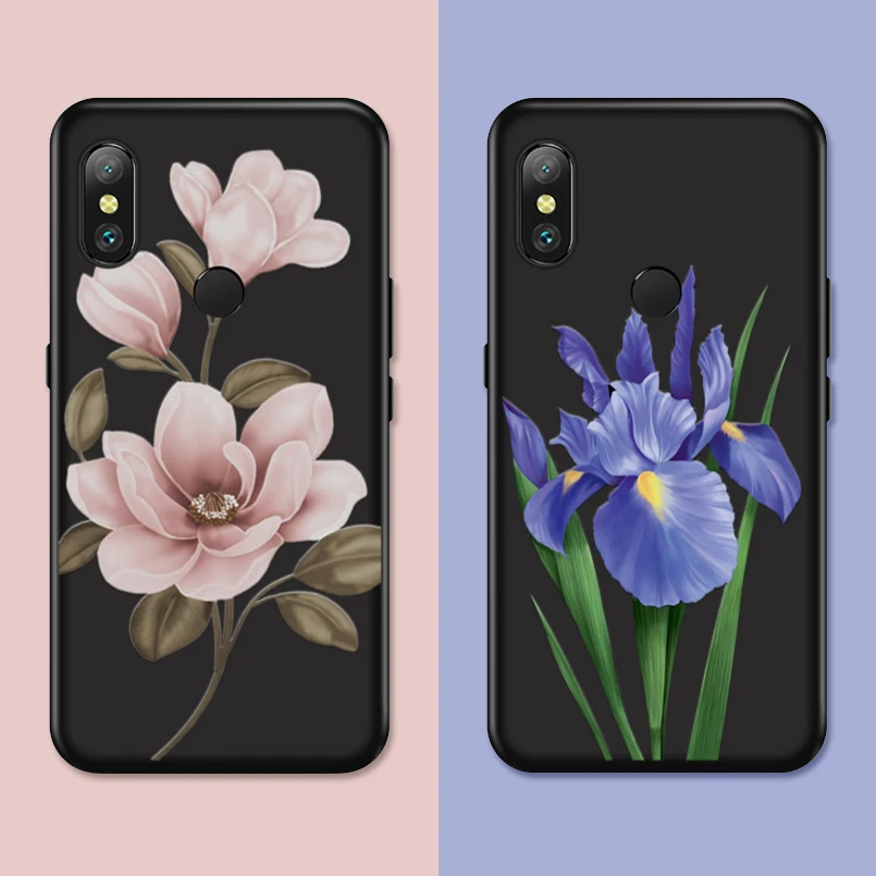 

Silicone Case For Xiaomi Mi 8 Flower Plants Case Cover For Xiaomi A1 A2 Lite Mi 8 Lite 8 SE Luxury Floral Bumpers Fundas Coques