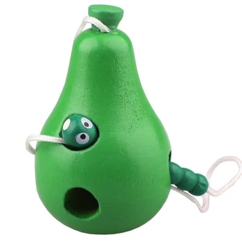 

Child Early Education Thread Fruit Caterpillar Eat Fruit Pear Wooden Toy