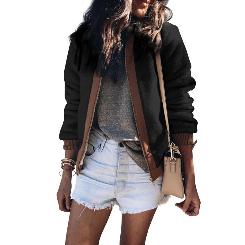 

Women Winter Teddy Bear Pocket Fluffy Patchwork Zipper SlimTurn down collar Coat Fleece Fur Jacket Warm Outwear