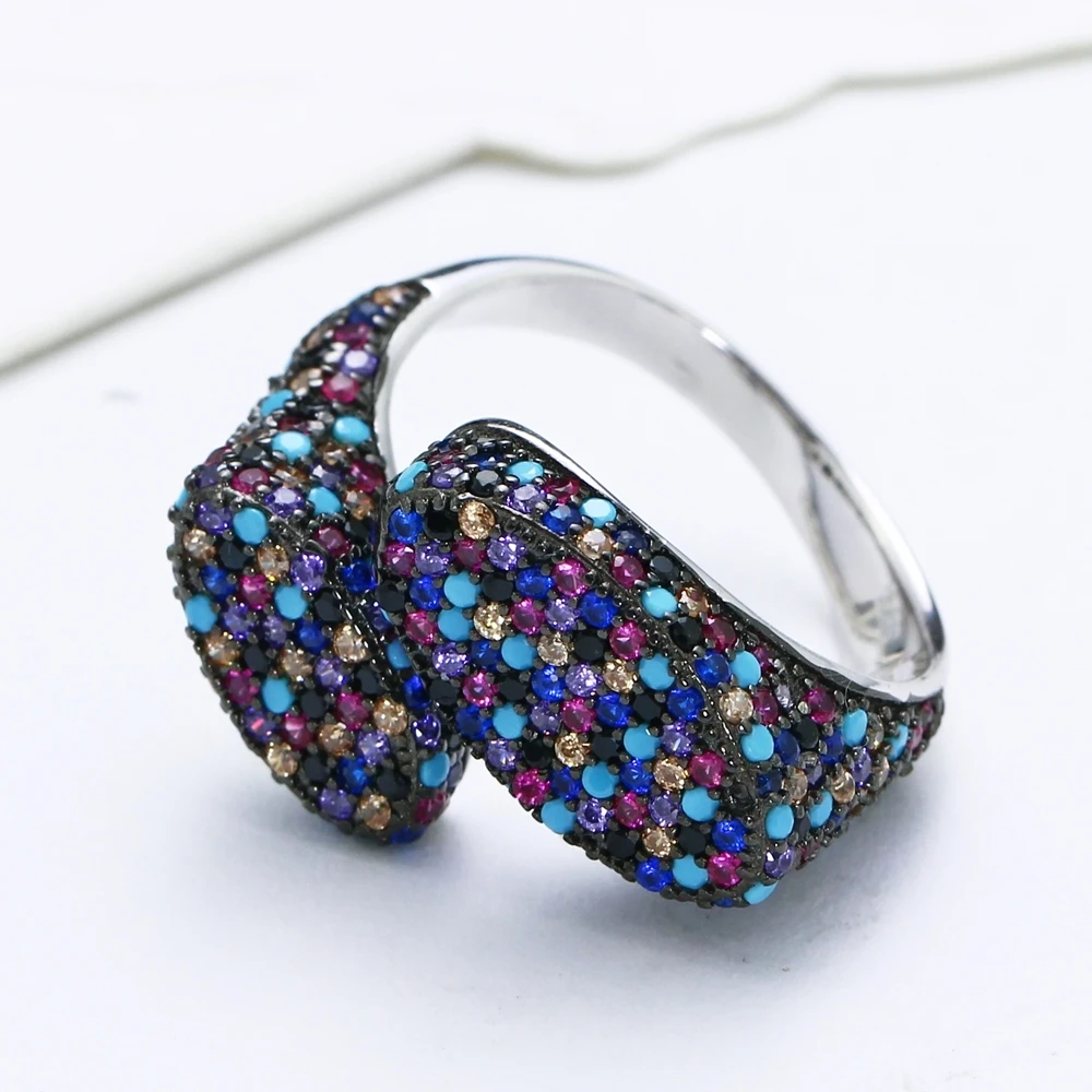 DreamCarnival 1989 Hot Recommend Oval Special Design Party Rings for Women Micro Zirconia Pave Silver Ring Wholesales SJ31032RB