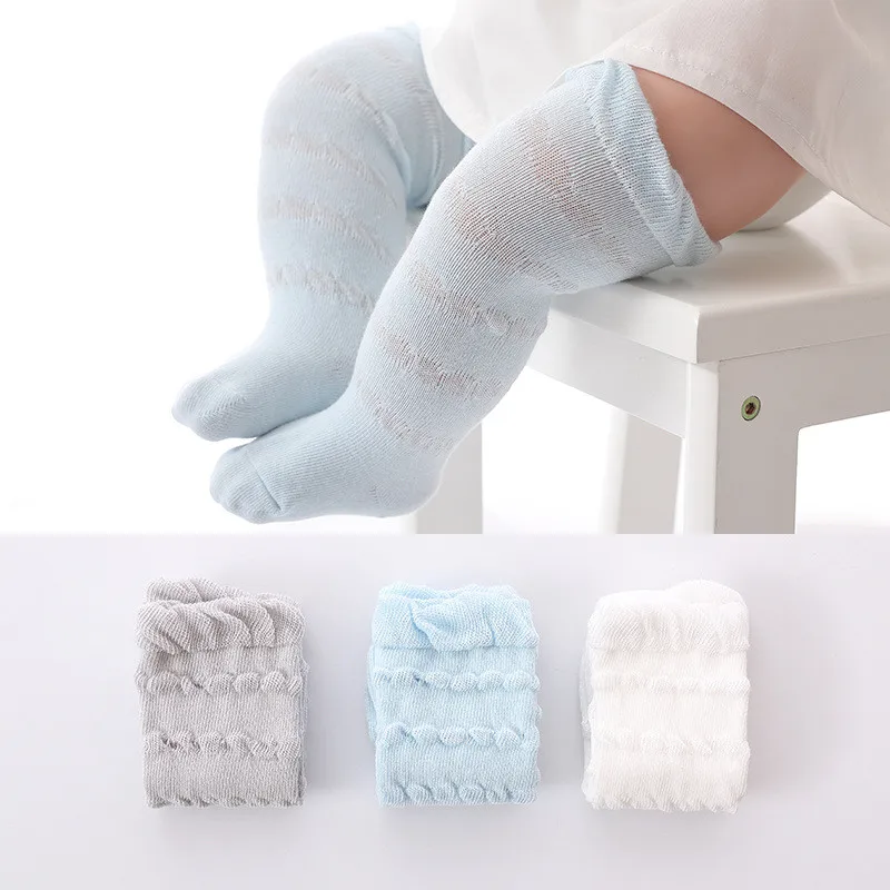 YWHUANSEN 3 Pairs/lot Summer Mesh Thin Baby Girls Boys Knee High Socks Toddler Infant Newborn Cotton Tube Ruffled Leg Warmer