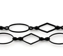 Adorável 1PC Preto Elo Da Cadeia Oval & Rhombus 16x9mm 16x8mm,1M(39 3/8