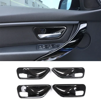

4pcs Carbon Fiber ABS Interior Door Handle Bowl Cover Trim For BMW 3 4 Series f30 f32 f35 316i 318i 320li 13- 18 Car Accessories