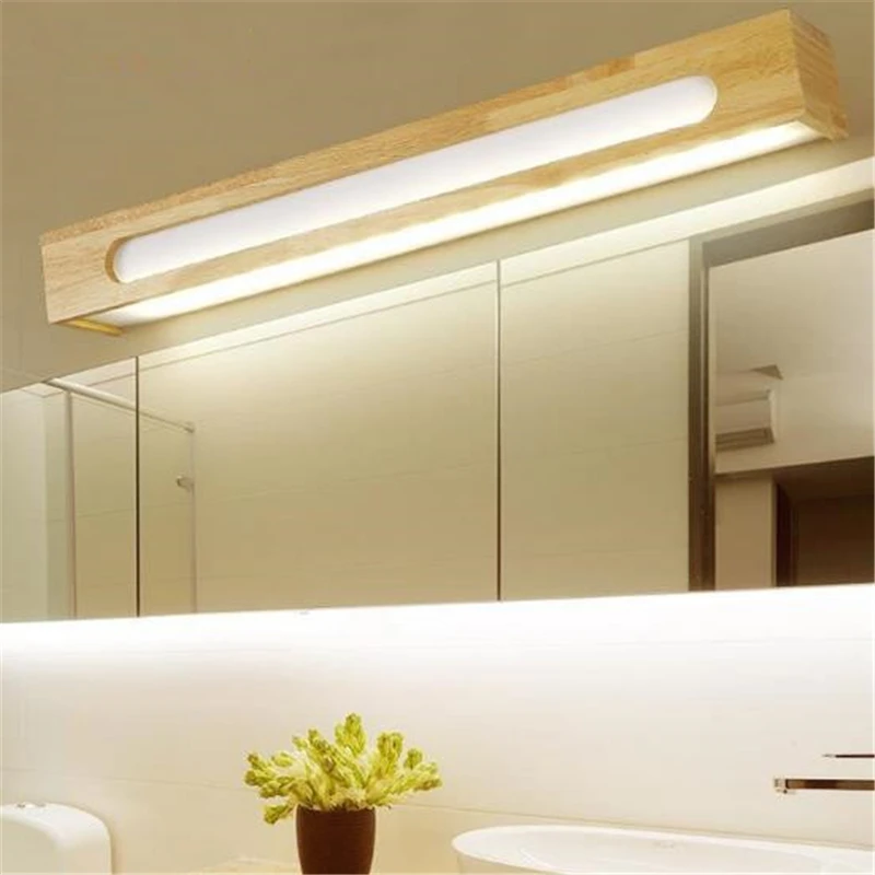 

Japanese Style Wood Mirror Light Simple Modern Mirror Bathroom Wall Lamp LED Lamp Wooden Bedroom Light Free Shipping