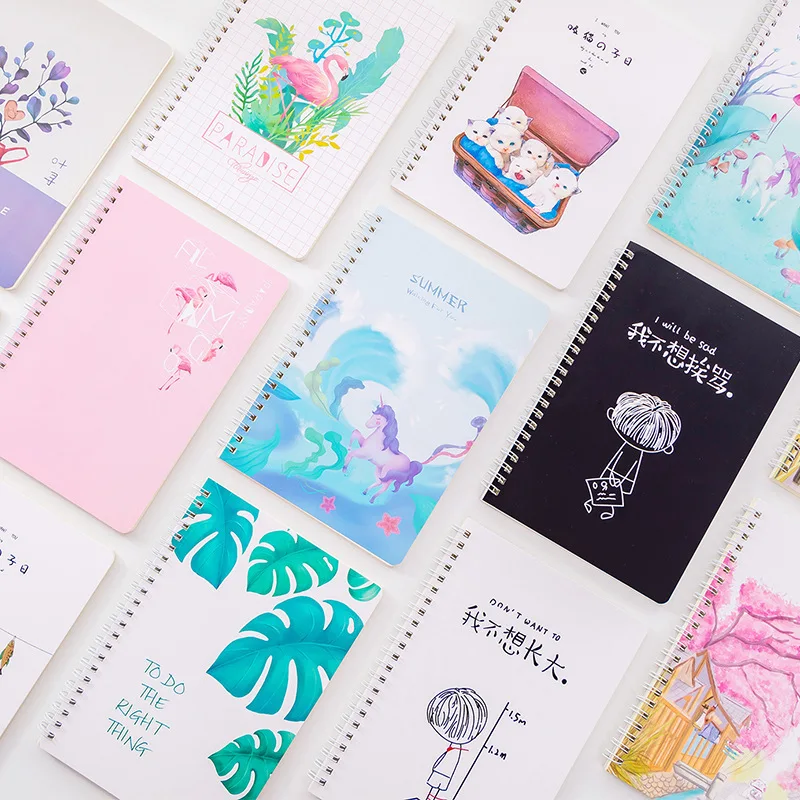 

Small Fresh A5 Coil Book Originality Korean Version Side Turn Over Notebook Thickening Hard Surface Memo Notebook Wholesale