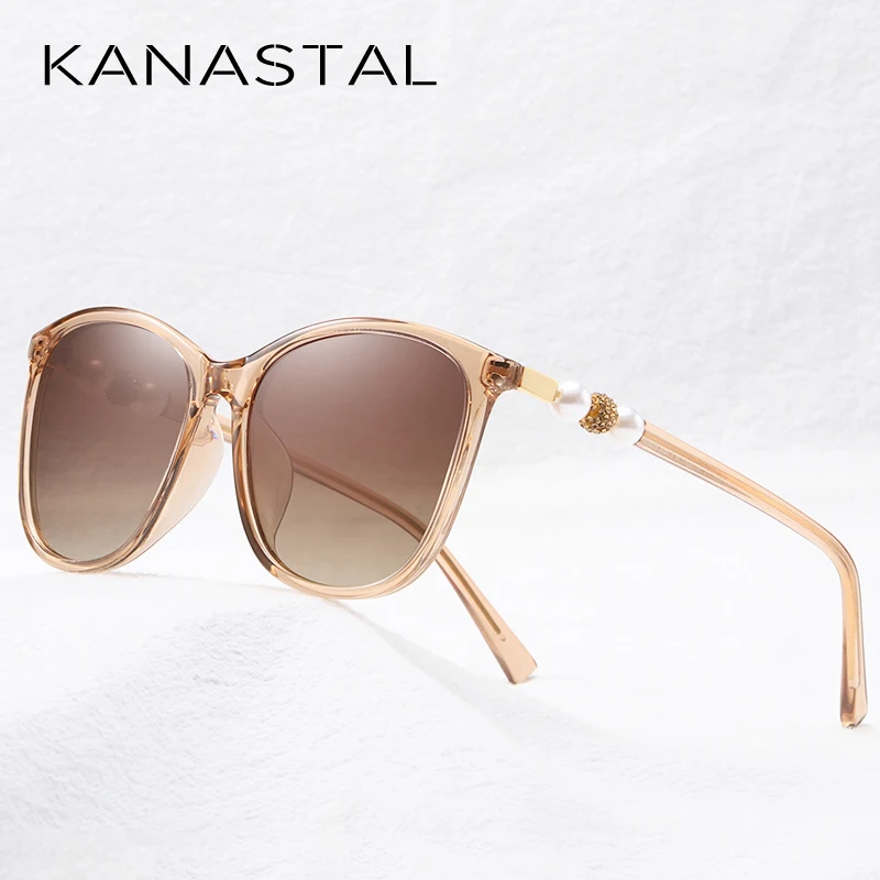 

Cat Eye Sunglasses Polarized Glass Luxury Brand Designer Vintage Sunglasses Retro Square Frame Glasses Women Pearl Eyewear