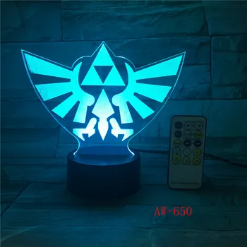 

The Legend of Zeldass Triangle 3D USB LED Night Light 7 Colors Illusion Lamp Remote Control Kids Living Bedroom Lamp AW-650