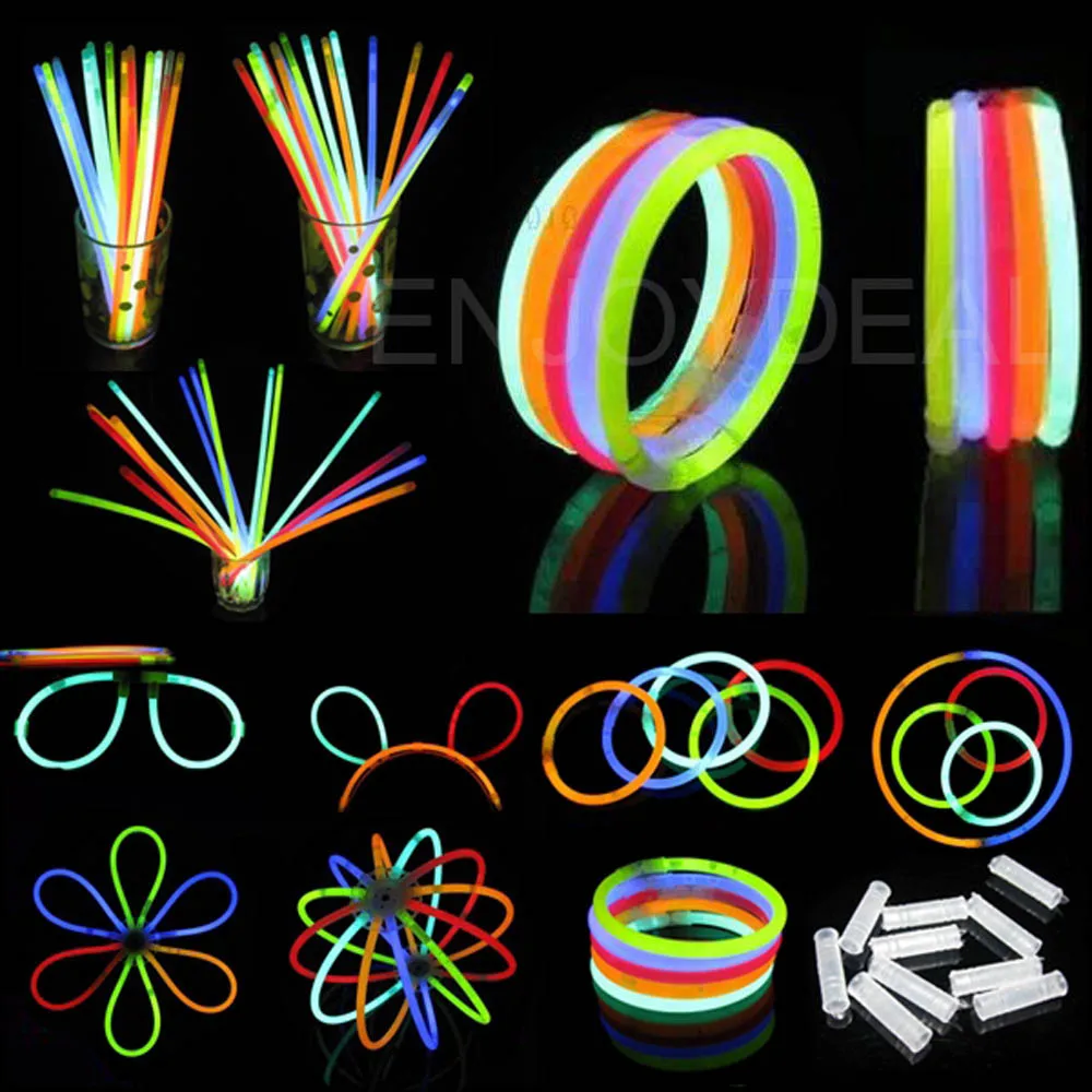 

100pcs/set Glowing Sticks Mixed Color Glowing Sticks Light Durable super bright glow stick bracelets decoration Accessories