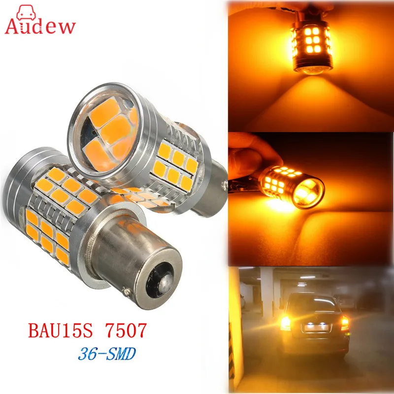 

2 x Canbus BAU15S PY21W Error Free 1156PY Amber Yellow 36 LED 5730SMD 7507 Bulbs Indicator Front Rear Turn Signal Light