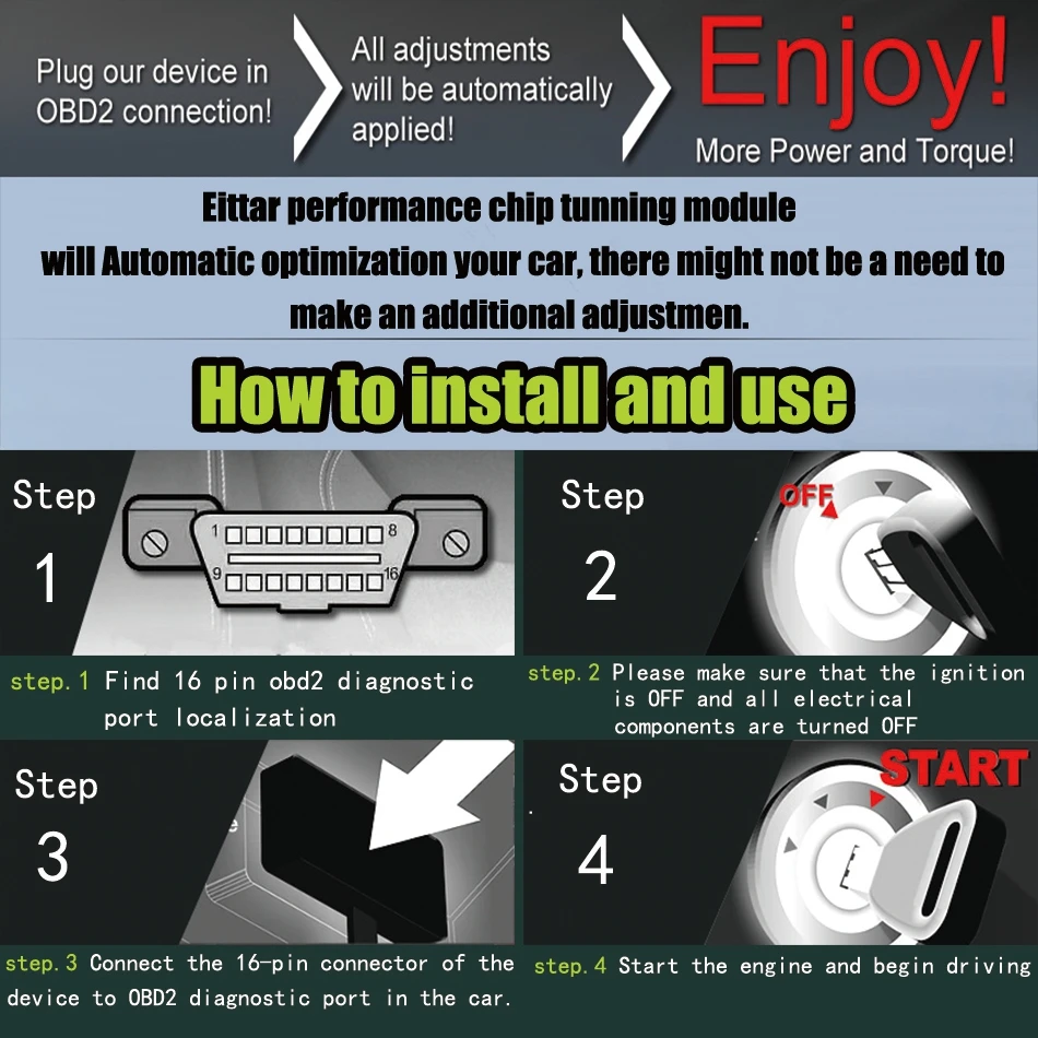 EITTAR OBD2 OBDII performance chip tuning module excellent performance for Jeep TJ(TJ) 1997+