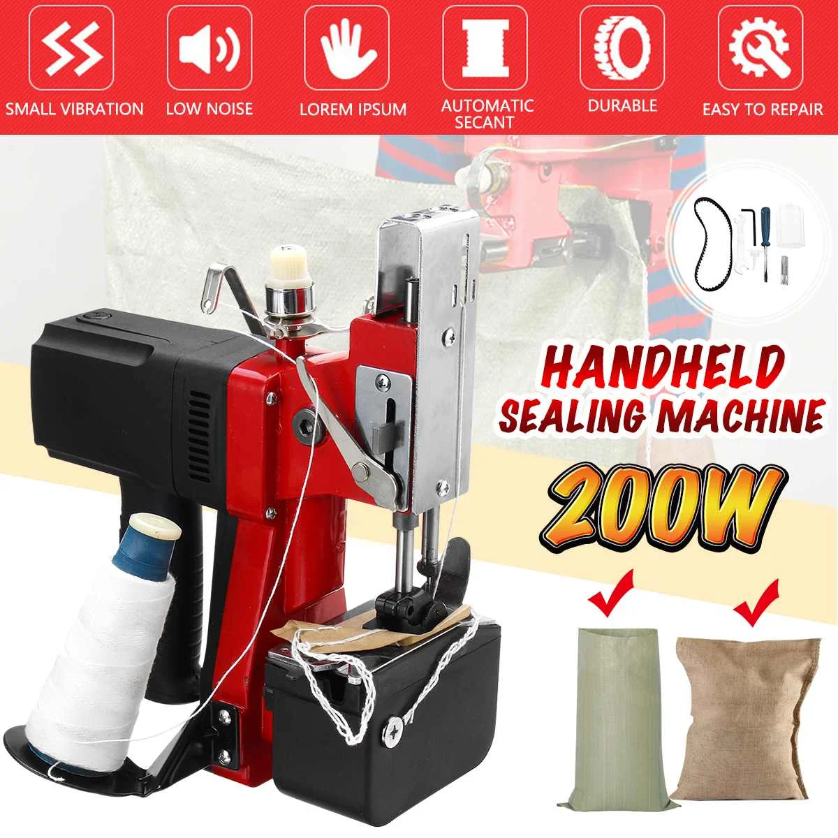 

220V Industrial Home Textile Electric Handheld Bag Stitching Closer Seal Sewing Sealing Machine Portable Electric Sewing Machine