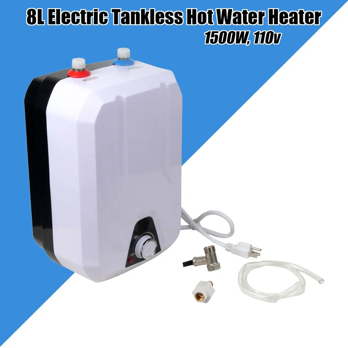 

8L Electric Rapid Hot Water Storage Tank Heater 1500W 110V Household Bathroom Induction Shower Vertical Type Solar Heater Backup